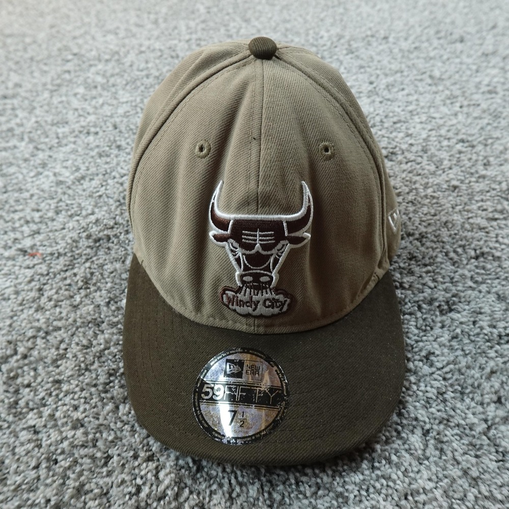 Chicago Bulls Hat Cap Mens 7 1/2 Fitted Beige Tan NBA Basketball 59FIFTY New Era
